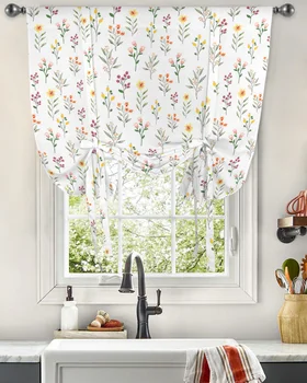Акварельная занавеска с цветочным листом для гостиной, домашний декор, Римская занавеска, Кухонные шторы, Регулируемые шторы