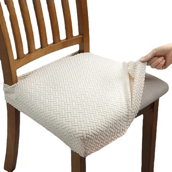 Длинная клетчатая жаккардовая подушка для стула, однотонный эластичный чехол для стула, чехол для стула для столовой, чехол для стула, стрейч