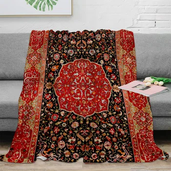Персидский ковер, Фланелевое одеяло, Теплое Мягкое одеяло для дивана, Зимняя простыня, Покрывало для кемпинга, Дорожное одеяло