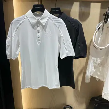 Одежда для гольфа с короткими рукавами, женская рубашка-поло свободного кроя, высококачественные Эластичные быстросохнущие топы для гольфа W221872