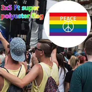 Флаг ЛГБТ 3x5 футов Флаги и баннеры Гордости лесбиянок, геев, бисексуалов и трансгендеров Радужный флаг 4