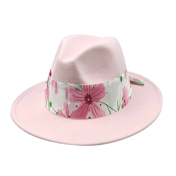 2023 Классическая фетровая шляпа Панама, Джазовая шляпа, Мужская и женская Разноцветный шелковый шарф, Аксессуары, простая универсальная фетровая шляпа, фетровая шляпа для вечеринок