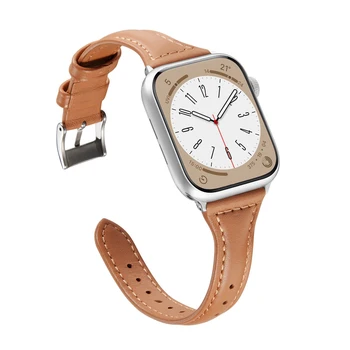 Тонкий кожаный ремешок для Apple watch band 40 мм 44 мм 41 мм 38 мм 42 мм 45 мм 49 Подлинный браслет correa iwatch series ultra 6 3 se 7 8
