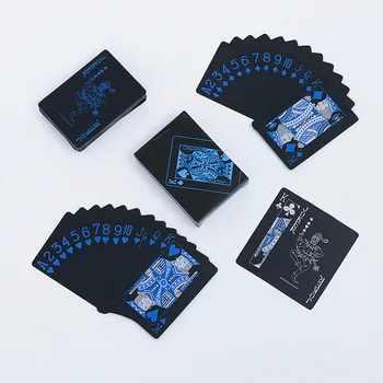 Креативные цветные пластиковые игральные карты из черного ПВХ, водонепроницаемые, моющиеся, неэластичные Покерные карты, принадлежности для семейных вечеринок