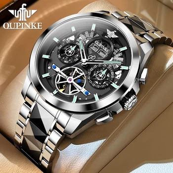 Автоматические механические часы OUPINKE для мужчин, роскошный Топовый бренд, Вольфрамовая сталь, Сапфировое зеркало, оригинальные часы Waterpoof, Тренд 2023 года