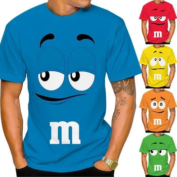 Новинка 2023 года, забавная футболка M & M's Chocolate Bean с 3D принтом, Повседневная футболка Унисекс с коротким рукавом, Модные Детские топы 100-6XL