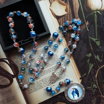 Молитвенное ожерелье Mary Blessing Rosary 67JE Variety, подвеска с изображением Девы Марии, Религиозные украшения для креста, Религиозный амулет, Четки