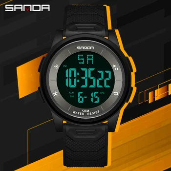 SANDA 2022 Новые Мужские часы 10 мм Супертонкие Электронные СВЕТОДИОДНЫЕ Цифровые Часы для Мужчин Наручные Часы Relogio Masculino 6107