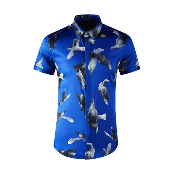 Высококачественные роскошные ювелирные изделия, повседневная блузка с цветочным рисунком, мужская рубашка, костюмы птиц, винтажная одежда для отпуска для мужчин
