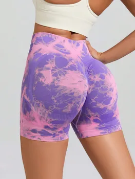 Повседневные удобные шорты для йоги с высокой талией, женская одежда, окрашенная в фиолетовый цвет, сексуальные женские однотонные обтягивающие шорты, летняя горячая распродажа