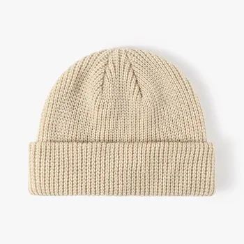 Осенне-зимняя тюбетейка, уличные модные кепки для мужчин, теплая шапочка-бини, женская шапка акриловой вязки 0