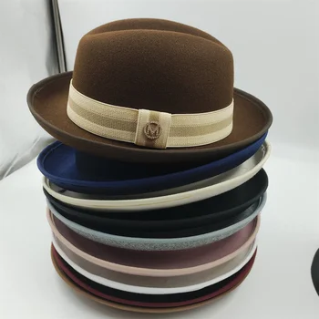 шляпа-дерби, котелок, фетровая шляпа для женщин и мужчин, шляпа для вечеринок, мужская зимняя шляпа, фетровая шляпа с эластичной лентой, шляпа для джазовой церкви, Оптовая продажа 3