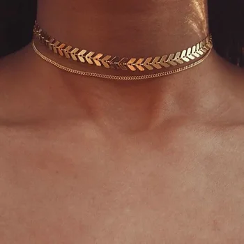 Женское Элегантное ожерелье с V-образным вырезом и пайетками, Двухслойное ожерелье, ювелирное колье, ожерелье