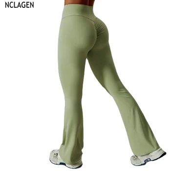 NCLAGEN узкие бедра подъема йога брюки-клеш с высокой талией танцевальные колготки повседневные спортивные брюки тренажерный зал бег фитнес дышащий леггинсы