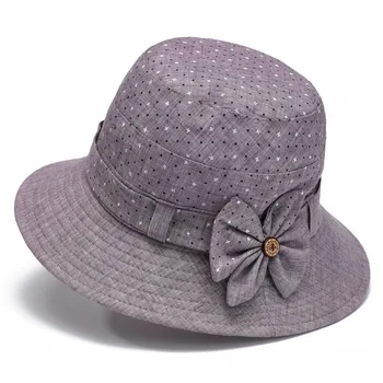 Женская широкополая шляпа среднего возраста, весенне-осенние кепки с солнцезащитным козырьком, панама для бабушки, Женские солнцезащитные шляпы с узором в горошек Gorras