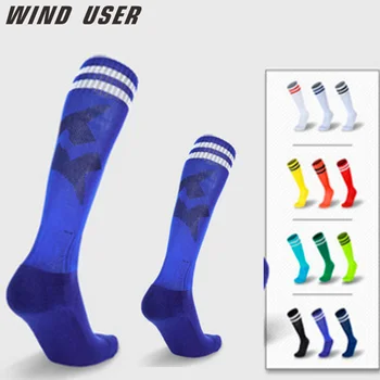 Спортивные футбольные носки для взрослых, Детские дышащие толстые футбольные носки для бега, длинные чулки, компрессионные профессиональные носки для мужчин