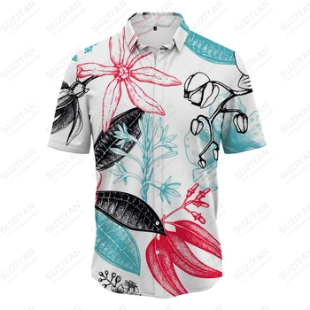 Летняя новая мужская рубашка с цветочным рисунком листьев дерева, мужская рубашка с 3D принтом, мужская рубашка в стиле отпуска и кэжуал, трендовая модная мужская рубашка 1