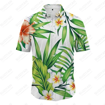 Летняя новая мужская рубашка с цветочным рисунком листьев дерева, мужская рубашка с 3D принтом, мужская рубашка в стиле отпуска и кэжуал, трендовая модная мужская рубашка 2