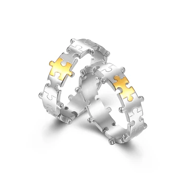 Модные кольца на палец в форме головоломки из титановой стали для мужчин и женщин, ювелирные изделия Унисекс, золото, серебро, прямая доставка