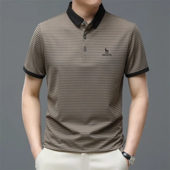 Новая Корейская мужская рубашка для гольфа HAZZYS, летняя деловая мужская уличная одежда на пуговицах, футболка с коротким рукавом