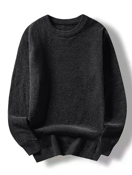 Зима 8xl Черный Мужской вязаный свитер Однотонные Черные Пуловеры Новое поступление Мужские Повседневные свитера большого размера большого размера для мужчин Одежда
