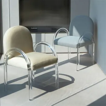 Современные акриловые обеденные стулья для минималистичной кухонной мебели, стул для столовой, Легкий бытовой обеденный стул с креативной спинкой