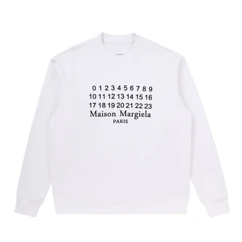 пуловер margiela унисекс с цифровым тиснением mm6, толстовка с круглым вырезом и логотипом, свободные мужские и женские топы для пар большого размера