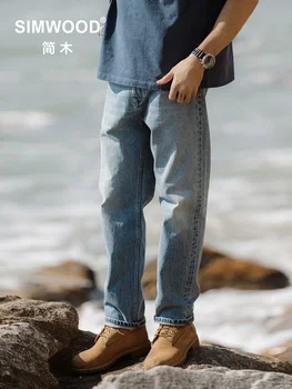 Новинка весны 2023 Года, свободные винтажные джинсы с прямой стиркой, мужские джинсовые брюки 13 унций, брендовая одежда больших размеров SM230078