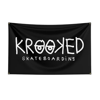 Флаг Krookeds размером 3x5 футов, баннер для скейтбордов с принтом из полиэстера для декора, баннер ft Flag DecorFlag для декора