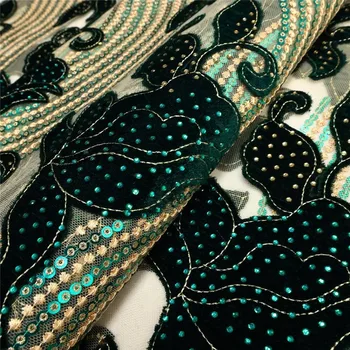 Новейшая Нигерийская бархатная кружевная ткань с пайетками 2023 года, высококачественное кружево, Африканская кружевная ткань для свадебного платья, Французское сетчатое кружево