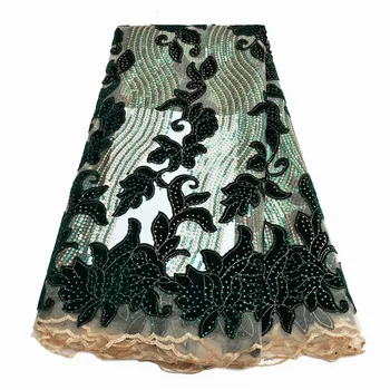 Новейшая Нигерийская бархатная кружевная ткань с пайетками 2023 года, высококачественное кружево, Африканская кружевная ткань для свадебного платья, Французское сетчатое кружево 1