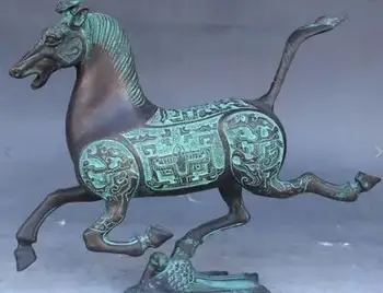 Древнекитайская бронзовая статуя животного Чеби Success Run Tang Верховая езда