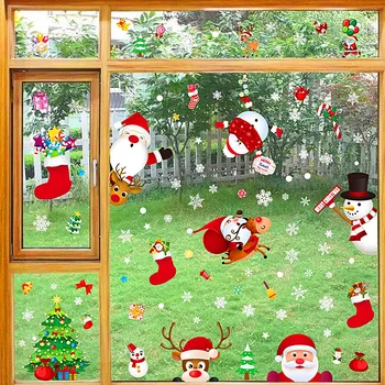 Новое Рождественское украшение, Наклейки на окна, Подарки Санта-Клауса, С Рождеством Христовым, Зеркальная наклейка, Рождественская елка, Стеклянная наклейка на окно, Новый 2023 год