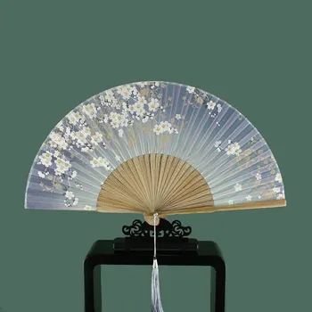 Классический Мини-женский Танцевальный Веер 21 см, портативный Веер для вечеринок, Бамбуковый вентилятор, Тканевый Складной Веер в Японском стиле, Летние Веера Hanfu Zodiac