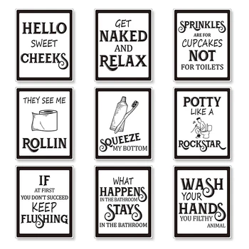 9 Предметов настенного декора для ванной комнаты, забавная винтажная вывеска для ванной комнаты, плакаты для ванной комнаты на стену, декор для ванной комнаты в туалете