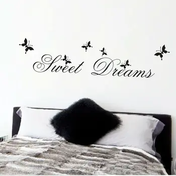 Цитаты из сладких снов, наклейки на стену в виде бабочек для украшения дома в спальне, наклейки на стены из ПВХ, плакат с надписями 