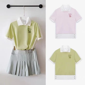 23 Корейских оригинальных сингла, новая женская футболка для гольфа с коротким рукавом, дышащий и удобный топ для отдыха на открытом воздухе, дышащая рубашка