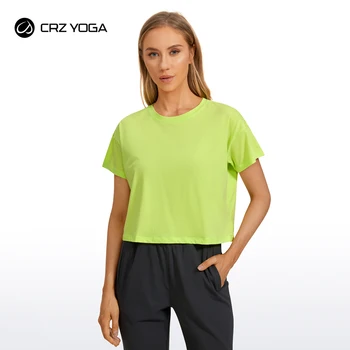 Женские хлопковые тренировочные топы CRZ YOGA Pima, футболки для бега с коротким рукавом, повседневные спортивные футболки