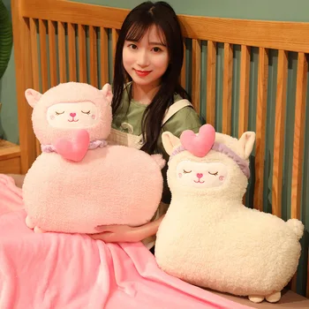 Розовая подушка из альпаки с изображением девочки в виде сердечка, мягкая игрушка, кукла, подушка для обеденного перерыва в офисе