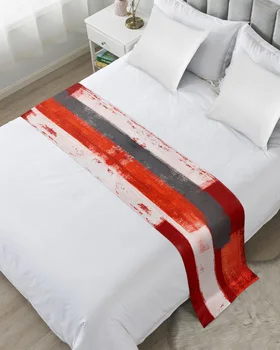 Картина маслом Абстрактная Геометрическая Красная Дорожка для кровати Украшение Дома Отеля Флаг для кровати Свадебная Спальня Полотенце для хвоста кровати