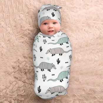 Детское пеленальное одеяло с ящером и кактусом для новорожденного, детское пеленальное одеяло 3